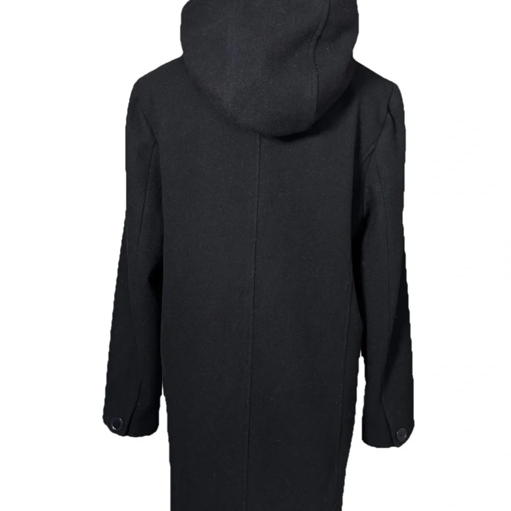 Vintage Jason Kole Women's Small Black 100% Wool Hooded Pea Coat Jacket Goth - Picture 4 of 7